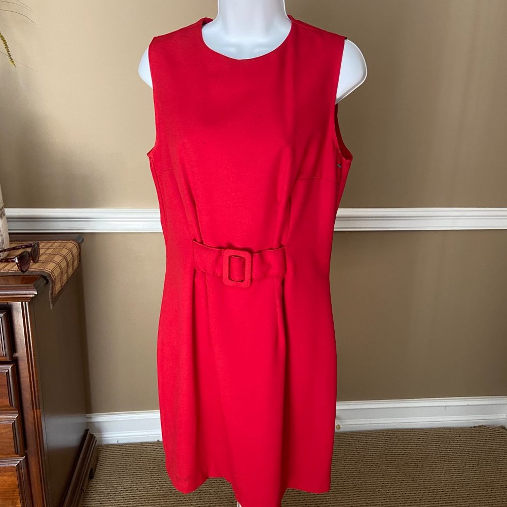 Vintage Boulevard de Paris Sleeveless Red Dress with attached belt